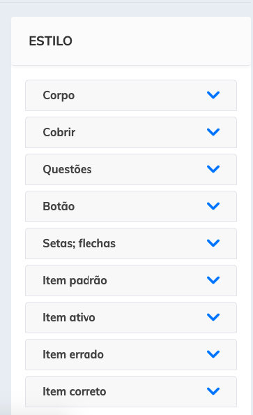 Fundo quiz com perguntas e quatro opções